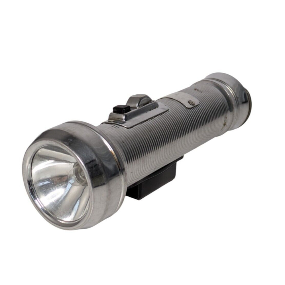 Vintage Burgess Safari Chrome Flashlight In Working Condition Made in USA
